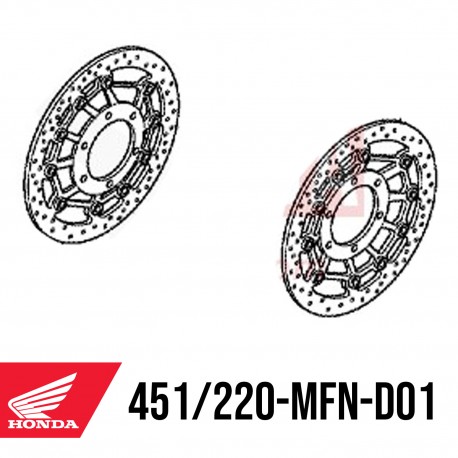 45120-MFN-D01 + 45220-MFN-D02 : Honda original front brake discs CB1000R